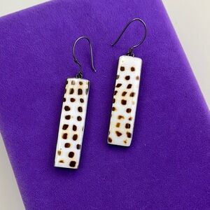 💛 Vintage Sterling Silver Spotted Shell Drop Earrings | Artisan Style Boho